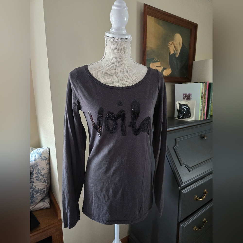 Maison Scotch Redez Vous Size 2 Small Womens Gray Long Sleeve Voila Top